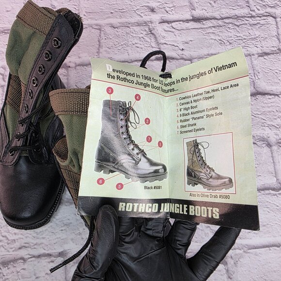 Rothco Jungle Boots Mens 1 R Green Leather Toe Combat G.I. Style Breathable main image 5